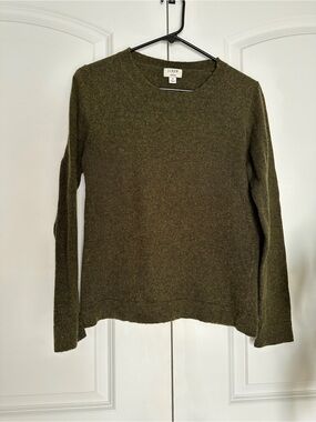 J. Crew Olive Green Cotton Wool Blend Crewneck Sweater